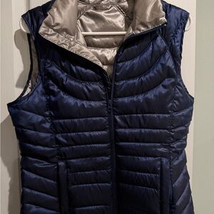 Bernardo Dark Blue and Silver Women's Quilted Vest